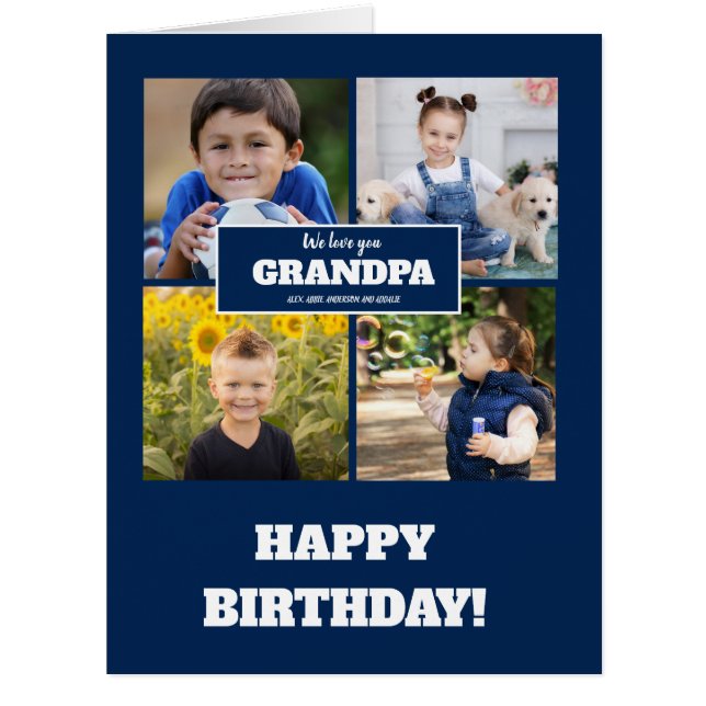 Happy Birthday We Love You Grandpa Blue 4 Photo (Front)