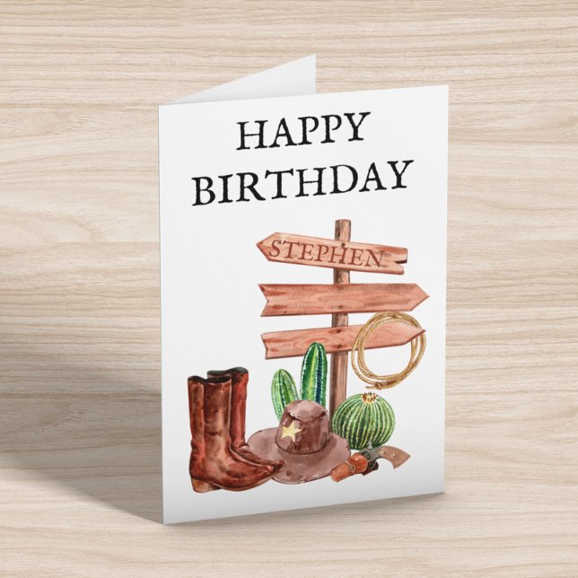 Happy Birthday Western Cowboy Boots Card (Creator Uploaded)