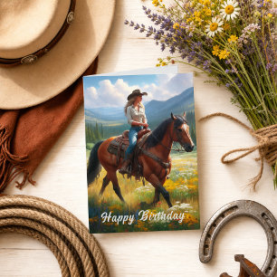 Happy Birthday Western Cowgirl Greeting Card