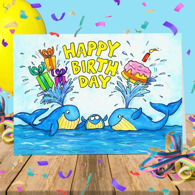 Happy Birthday Whales Greeting Card (Creator Uploaded)
