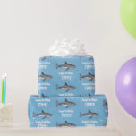 Happy Birthday Whimsical Blue Ocean Sharks Fun Wrapping Paper<br><div class="desc">This design features a happy birthday kids' child fun, a blue whimsical ocean shark animal, with wildlife wildlife marine fish, a sea Sealife water beach tropical, a cool unique watercolor blue water, a trendy stylish creative typography, a children's birthday party gift wrap, for kid's children's party supplies, shark fish wrapping...</div>