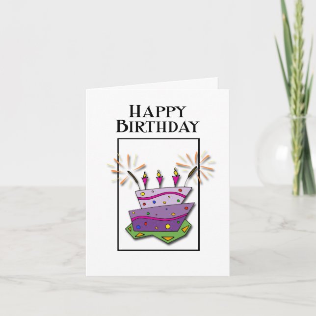 Happy Birthday Whimsical Cake1 Card (Front)