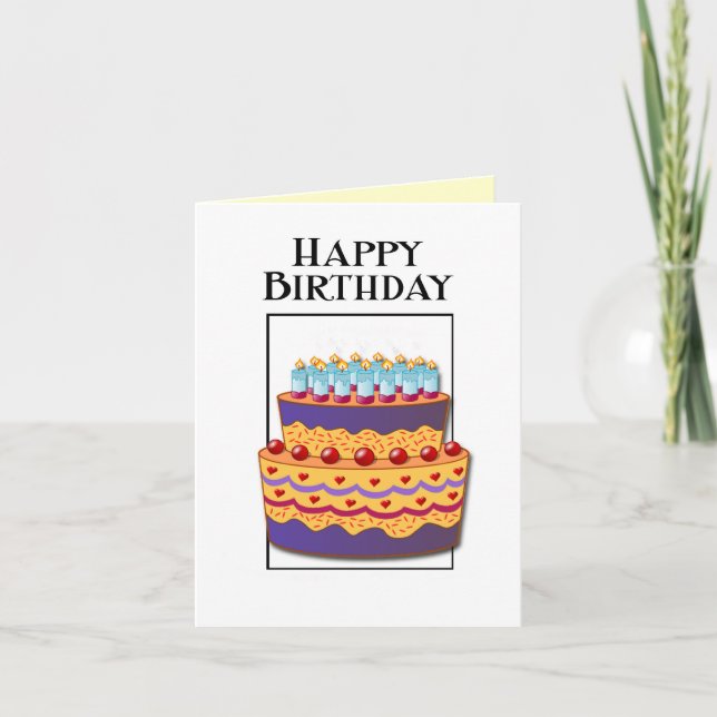Happy Birthday Whimsical Cake Card (Front)