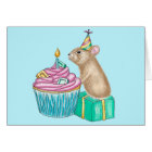 Happy Birthday Whimsical Cupcake Pika Illustration