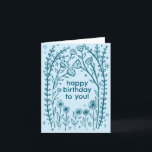 Happy Birthday Whimsical Floral Sketch Doodle  Card<br><div class="desc">Sweet drawing of wildflower vines to wish someone a happy birthday! Click "personalise" to edit the text and "edit using design tool" to adjust the fonts, colours and placements. You can change the background colour too or check my shop for more colour options. Customise with your own text. Also available...</div>