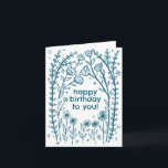 Happy Birthday Whimsical Floral Sketch Doodle  Card<br><div class="desc">Sweet drawing of wildflower vines to wish someone a happy birthday! Click "personalise" to edit the text and "edit using design tool" to adjust the fonts, colours and placements. You can change the background colour too or check my shop for more colour options. Customise with your own text. Also available...</div>