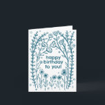 Happy Birthday Whimsical Floral Sketch Doodle  Card<br><div class="desc">Sweet drawing of wildflower vines to wish someone a happy birthday! Click "personalise" to edit the text and "edit using design tool" to adjust the fonts, colours and placements. You can change the background colour too or check my shop for more colour options. Customise with your own text. Also available...</div>