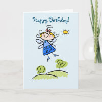 Happy Birthday Whimsical Happy Flying Angel Fairy