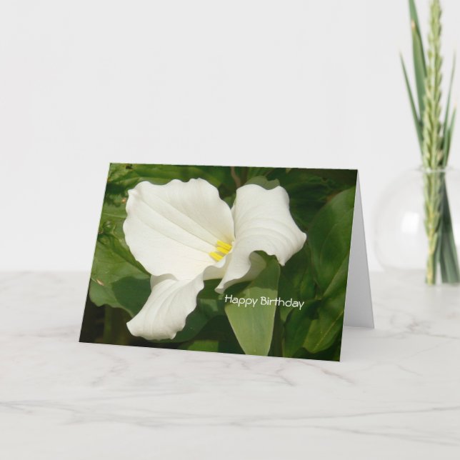 Happy Birthday-White Flower Card (Front)