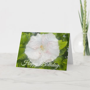 Happy Birthday White Flower Card