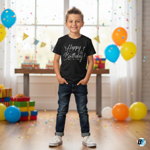 Happy Birthday - White Text Design T-Shirt