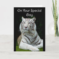 Happy Birthday White Tiger Greeting Card