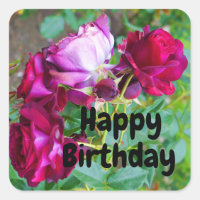 Happy Birthday Wild Blue Yonder Rose #1 Stickers