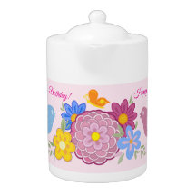 Happy Birthday Wild Flowers Garden Birds Pattern