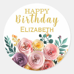Happy Birthday Wildflower Simple Classic Round Sticker