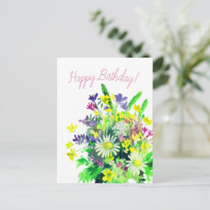 Happy birthday, wildflowers postcard