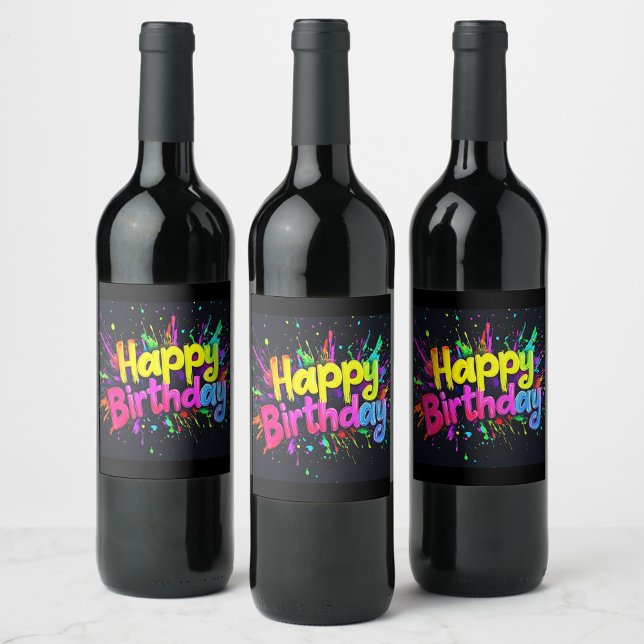 Happy Birthday  Wine Label (Happy Birthday Colorful wine labels!)