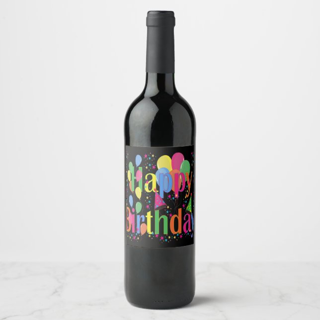 Happy Birthday Wine Lables Wine Label (Front)