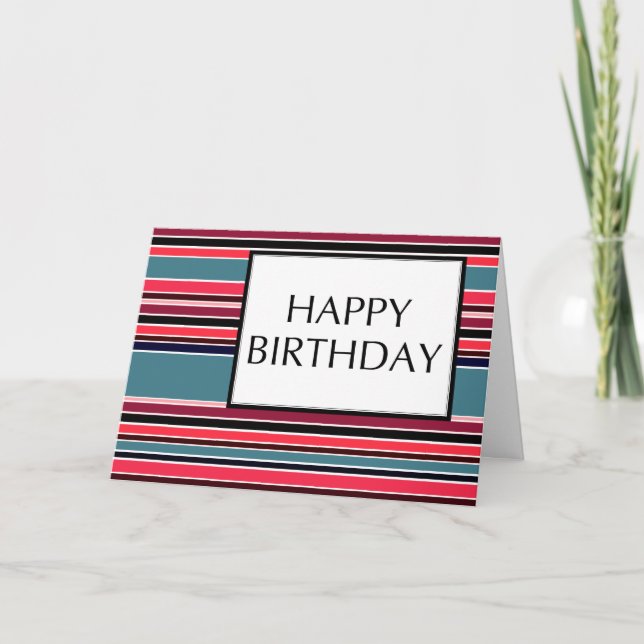 happy birthday (wineStripes) Card (Front)