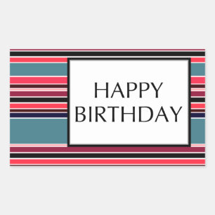 happy birthday (wineStripes) Rectangular Sticker
