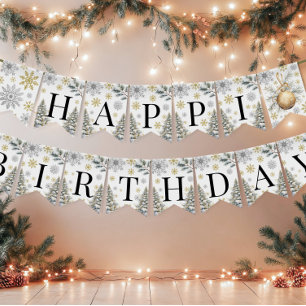 Happy Birthday Winter bunting banner