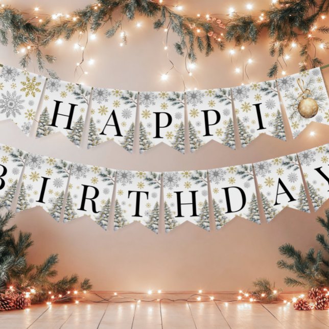 Happy Birthday Winter bunting banner (Creator Uploaded)