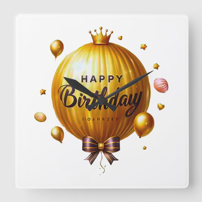 Happy Birthday wish Square Wall Clock (Front)