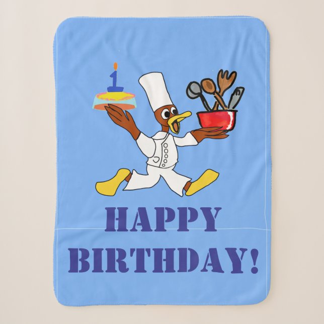 Happy Birthday Wishes Blue Fleece Blanket (Front)
