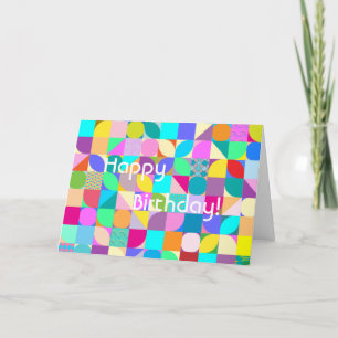 Happy Birthday Wishes Geometric Modern Art Card