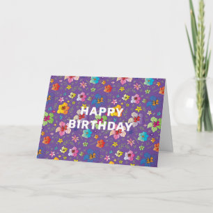 Happy Birthday Wishes Modern Floral Art Card