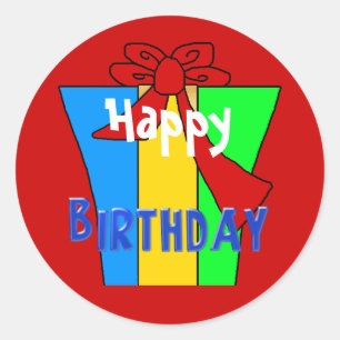 Happy Birthday Wishes Present Classic Round Sticker
