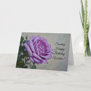 Happy Birthday Wishes Purple Rose Flower Card