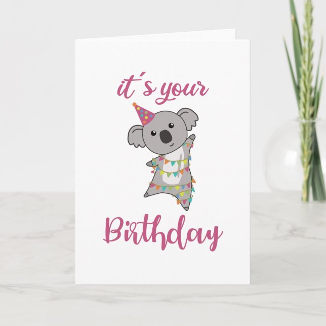 Happy Birthday Wishes To You Koala Cute Animals Card (Front)