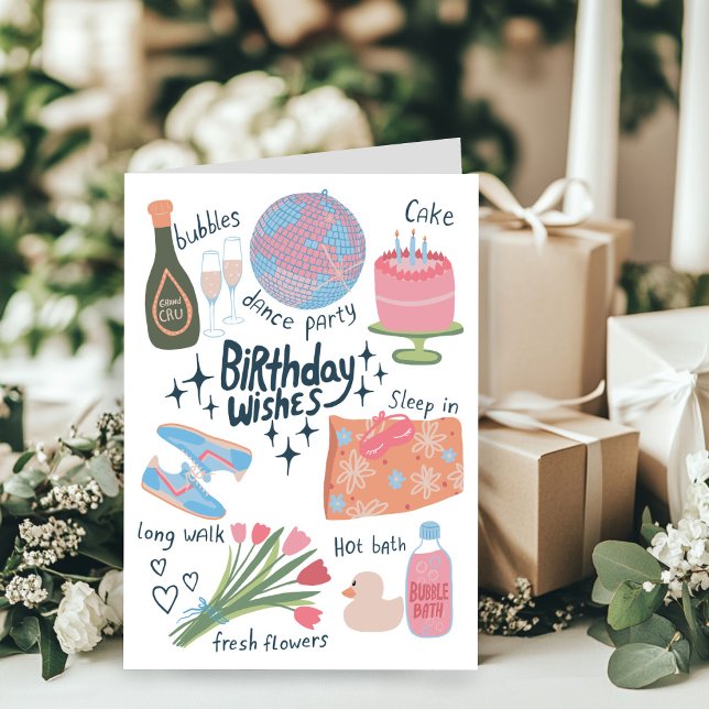 Happy Birthday Wishes Whimsical Sketch Doodle Cute Card (Happy Birthday Wishes Whimsical Sketch Doodle Cute Card
)