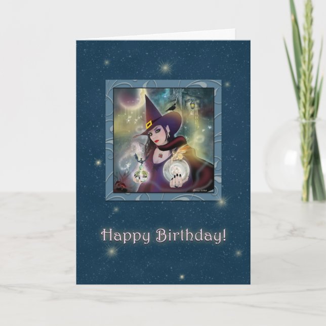 Happy Birthday - Witch Blue Card (Front)
