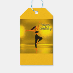 HAPPY BIRTHDAY WITH A DANCING GIRL GIFT TAGS