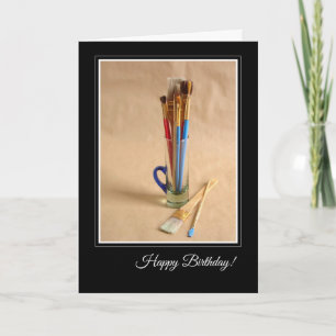 Happy Birthday with Artist's Paintbrushes Card