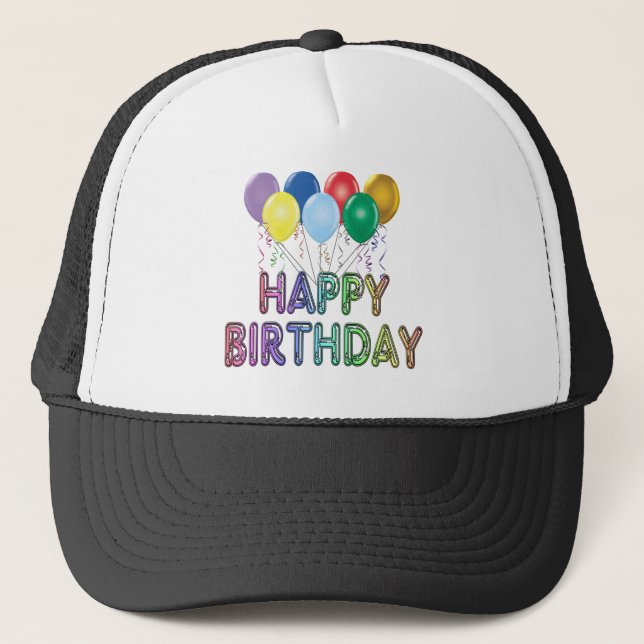 Happy Birthday with Balloon Birthday Hat (Front)
