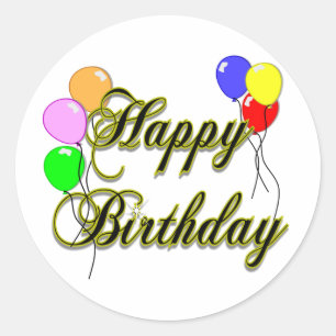 Happy Birthday with Balloons 2 Classic Round Sticker
