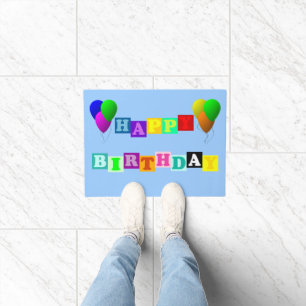 Happy Birthday With Balloons by Shirley Taylor Doormat