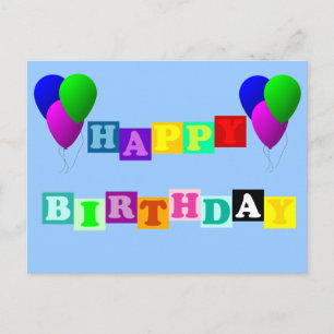 Happy Birthday with Balloons by Shirley Taylor Postcard