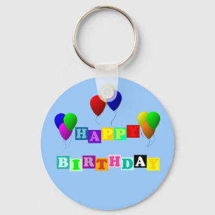 Happy Birthday with Balloons by ShirleyTaylor Key Ring