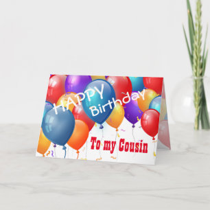 Happy Birthday with Balloons COUSIN 2 Card