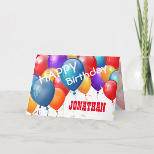 Happy Birthday with Balloons CUSTOM NAME Card
