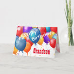 Happy Birthday with Balloons GRANDSON Card<br><div class="desc">Happy Birthday with Colourful Balloons GRANDSON. This festive design with its colourful balloons you can personalise with a birthday year, name, and sentiment makes a one-of-a-kind birthday greeting card for a very special GRANDSON. Text is customisable. You can personalise for any year birthday and any family relationship including 1st 2nd...</div>