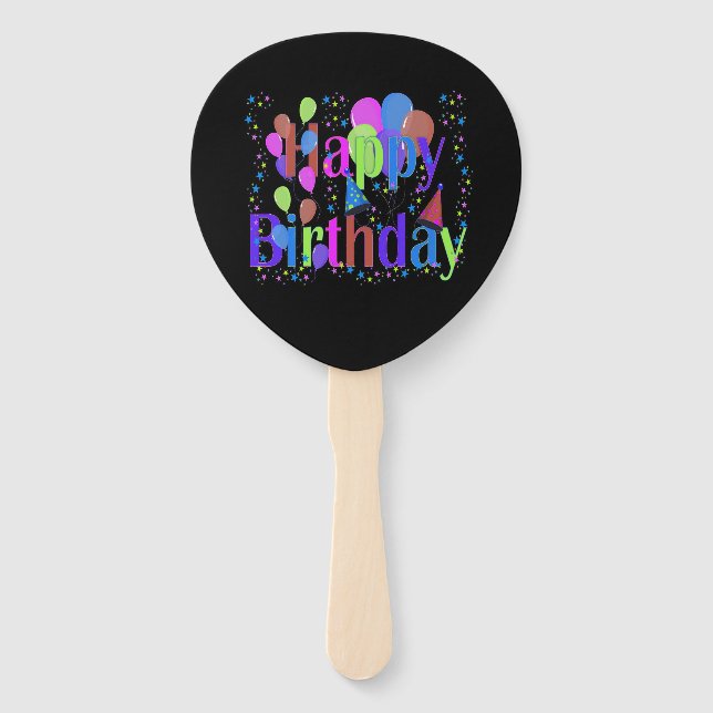 Happy birthday with balloons hand fan (Front)