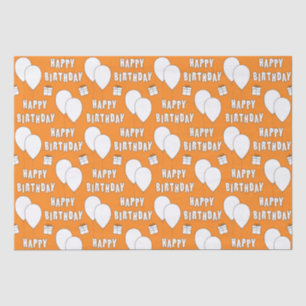 Happy Birthday With Balloons Orange Background Tissue Paper