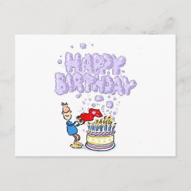 Happy Birthday with birthday cake candles Postcard (Front)