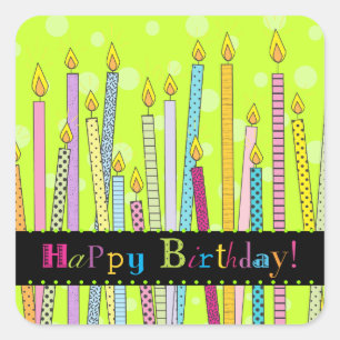 Happy Birthday with Candles Galore! Square Sticker