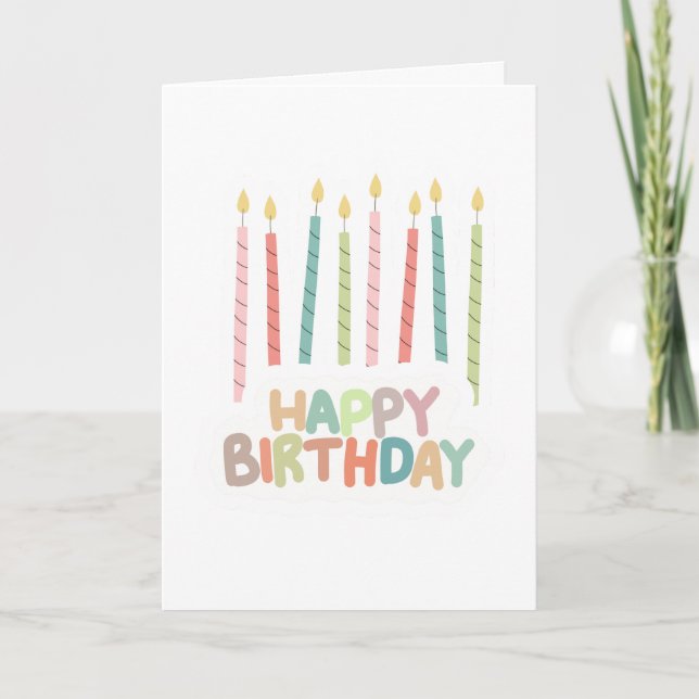 Happy Birthday with Candles on  Card (Front)
